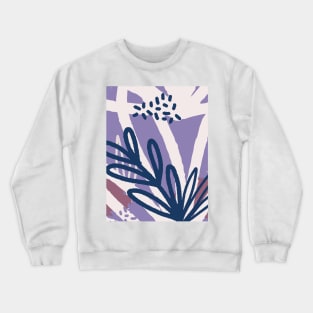 Abstract lilac blush pink and navy botanical print Crewneck Sweatshirt